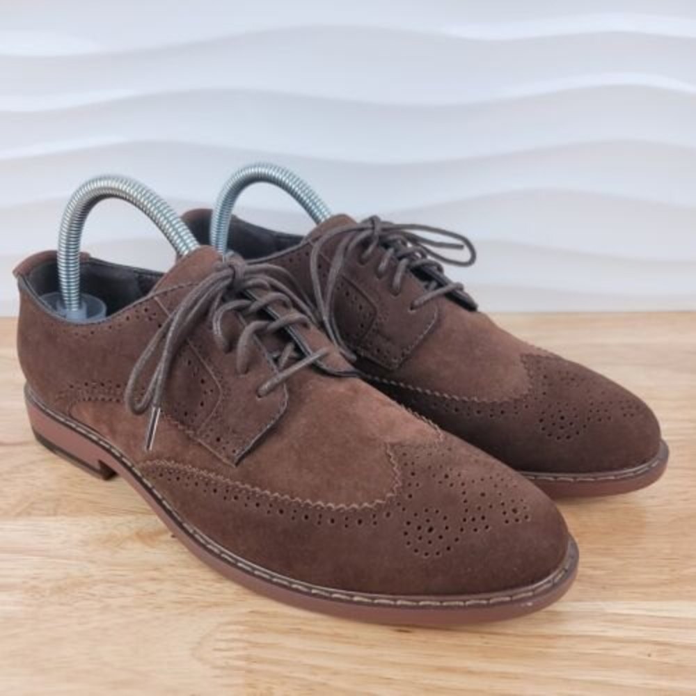 ASOS Brown Suede Leather Wingtip Derby Brogue Dress Casual Shoes Mens Size 7